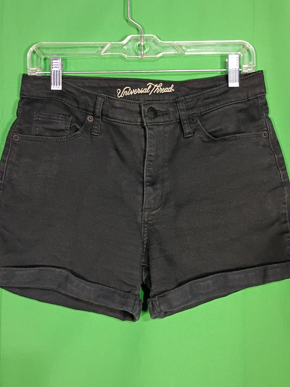 Universal Thread Women's 8/29R Black Shorts Cuffed High Rise Midi